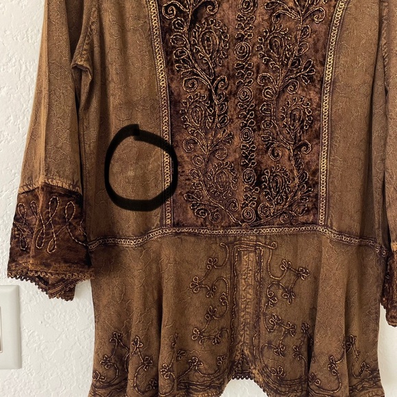 Parsley Sage Top S Boho Peasant Velvet Burnout Whimsy Grunge Fairy Renaissance - Picture 8 of 16